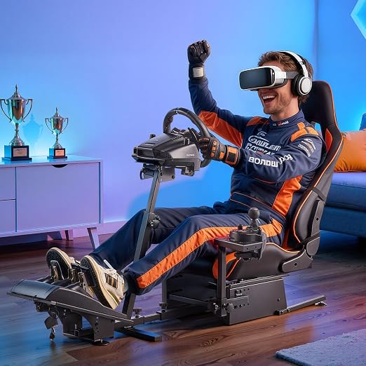 VEVOR Racing Wheel Stand, Heavy-Duty Simulator Cockpit Steering Wheel Stand, Fit Logitech G25, G27, G29, G920, G923, Thrustmaster T300RS, TX F458, T500RS, T3PA-PRO (F1/GT) and CSR Pedals - Image 8