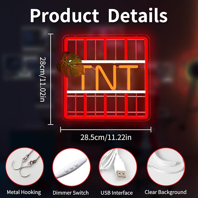 Game Neon Sign TNT Block Led Signs Dimmable Gamer Neon Signs for Wall Decor Gaming Light Up Sign for Men Teens Boys Gamer Room Gifts - Image 4