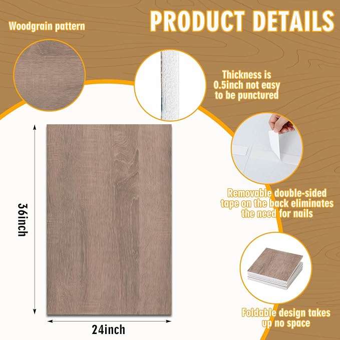Hahafelt Felt Wood Grain Dart Board Wall Protectors Square Dart Board Backing Tiles Dartboard Backboard Cork Backboards Alternative - Image 2