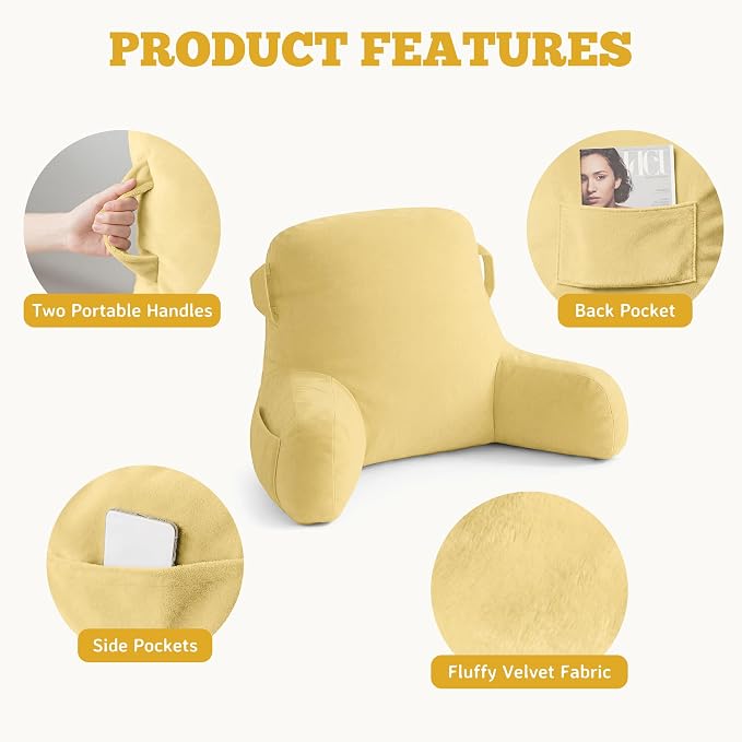 Reading Pillow for Bed,Back Pillow for Bed Sitting Up,Lumbar Support Pillow - Image 6