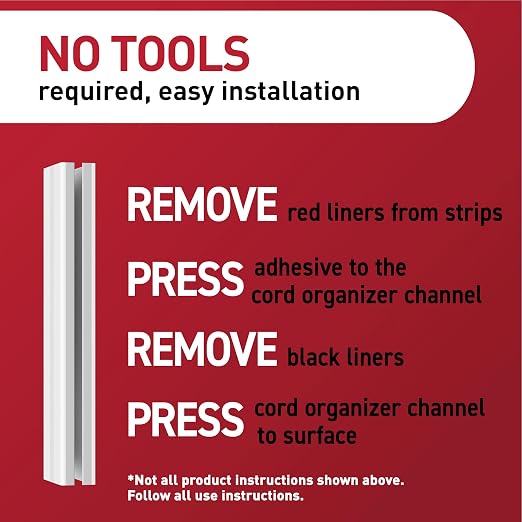 Command Cord Organizer Channel, 1 Channel, 8 Large Strips - Image 7