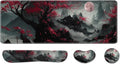 Desk Pad and Keyboard Wrist Rest,Janpense Large Mouse Pad + Keyboard Pad+Mouse Wrist Support, Non-Slip Desk Mat Protector for Office, Home 31.5×11.8 Inches Cherry Blossom by AFUZLE