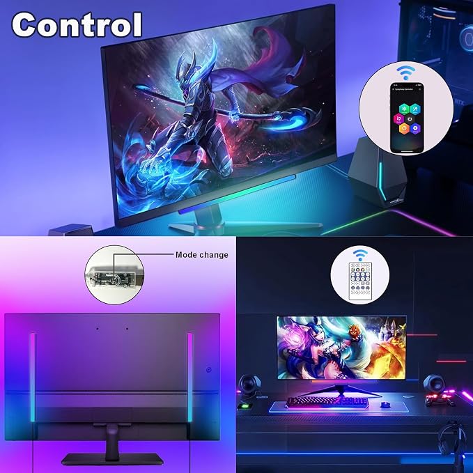 Generic RGB LED Monitor Light Bar, USB Powered, RGB Mode Change Controller, Gaming Atmosphere Light, Under The Table, Computer Accessories, Room, Hand Display - Image 3