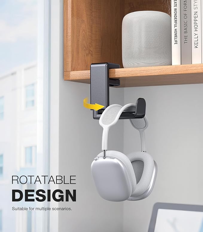 Coolpow Gaming Headphone Stand for Desk【360°Rotating】PC Headset Holder for Desk Hook Mount, Headset Stand Holder Clip Under Desk Headphone Hanger for Airpods Max, HyperX, Sennheiser All Headphone Size - Image 2
