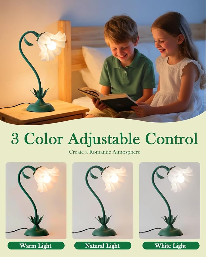 WERFOP Flower Table Lamp Cute Desk Lamp for Bedroom Home Decor - Image 2