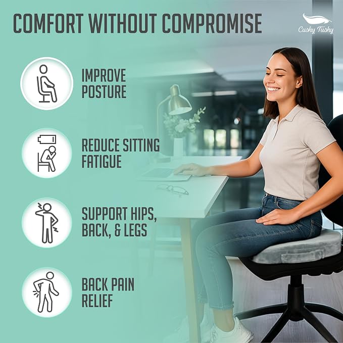 Cushy Tushy Premium Slim Foldable Travel Seat Cushion - for Relief of Lower Back, Sciatic, Butt and Tailbone Pain - for Home & Office Use, Perfect for Travel or Driving - Slim Coccyx Seat Cushion - Image 5
