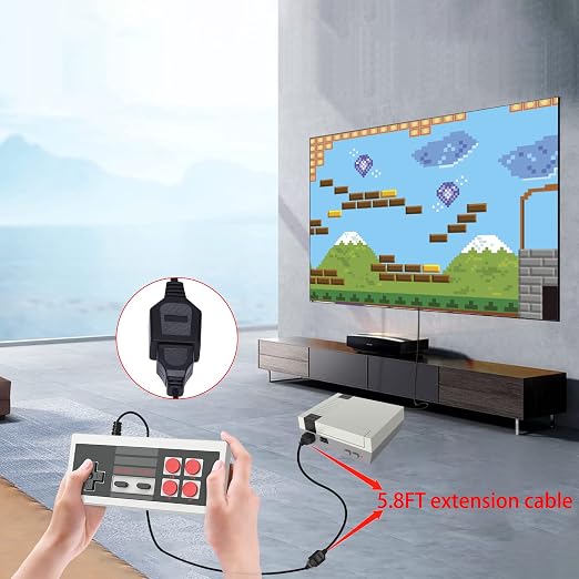 9 Pin Controller Extension Cable for AV 620 HD 621 HD 821 Classic Retro Game Console Plug and Play Wired Video Game Controller Gamepad Extension Cable 5.8FT 2-Pack Black - Image 2