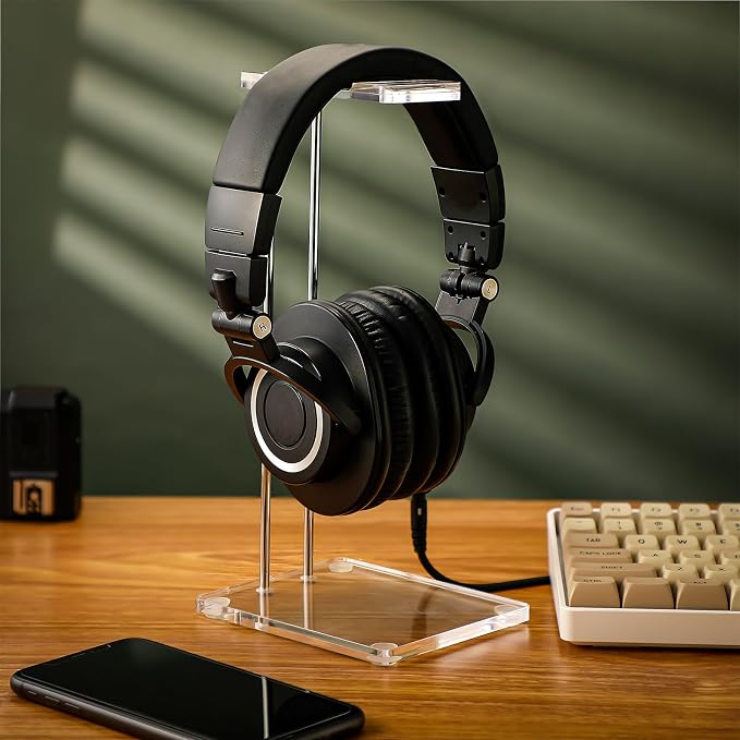 Xuhal Acrylic Headphone Stand Headset Holder for Desk, Clear Acrylic Gaming Headset Stand Universal Headphone Holder for Desktop Display Office Accessories, with Metal Hardware(Rectangle) - Image 6