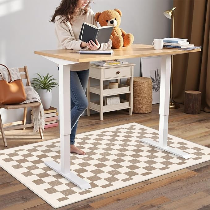 Office Chair Mat for Carpet Hardwood Tile Floor,36"x48" Computer Chair Mat for Rolling Chairs Carpet, Under Desk Non Slip Gaming Rug, Low-Pile Rubber Backing Large Protector Mat,Boho Brown Checkered - Image 4