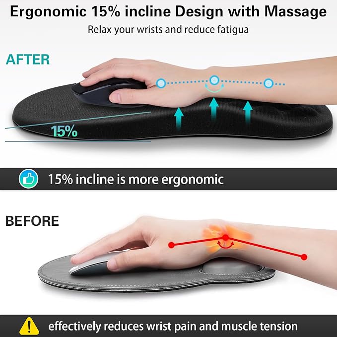 Canjoy Mouse Pad with Wrist Rest, Ergonomic Wrist Support with Massage - Image 3