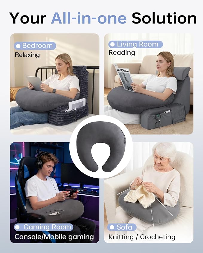 ENITYA Extra Large Ergonomic Reading Pillow with Arm & Elbow Support - Image 4