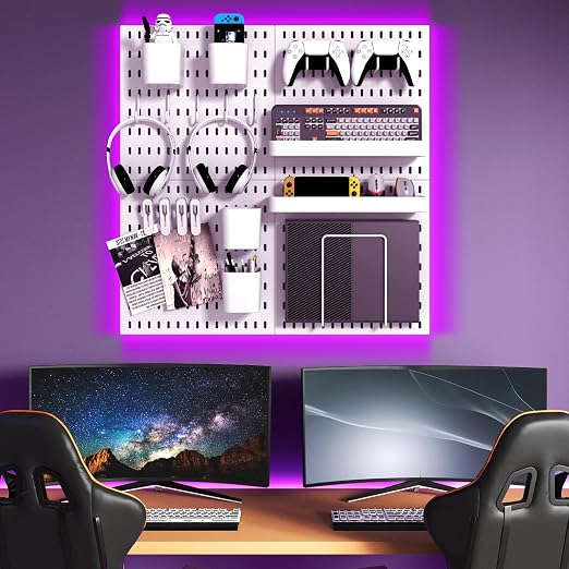 Pegboard Combination Kit, 4 Peg Boards White Pegboard for Walls, Office Wall Organizer, Gaming Room Wall, Nursery Storage, 22"x22" - Image 4