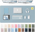 YSAGi Leather Desk Pad Protector, Office Desk Mat, Large Mouse Pad, Non-Slip PU Leather Desk Blotter, Laptop Desk Pad, Waterproof Desk Writing Pad for Office and Home (Ice Blue,55" x 24") by YSAGi