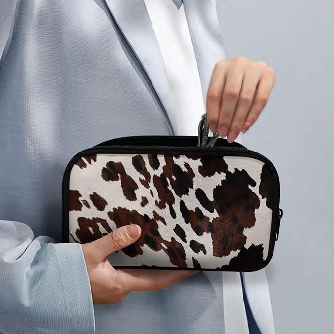 Cow Print Electronic Organizer Travel Cable Organizer Storage Bags for Data Cables, USB C Charger, SD Card, Hard Drive, Charging Cord, Mouse, Power Bank - Image 4