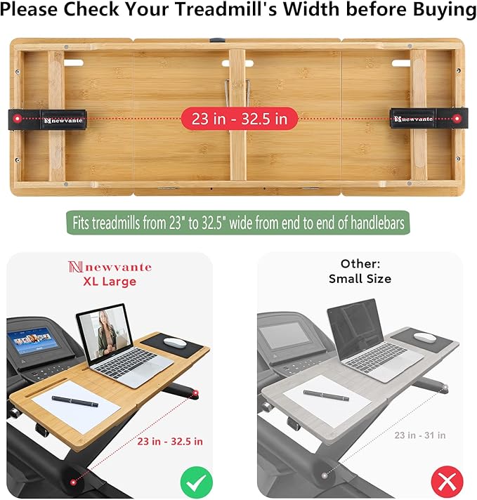 Nnewvante Treadmill Desk Attachment Bamboo Walking Laptop Stand Holder Workstation Adjustable Desktop Laptop Tray for Treadmill - Image 3