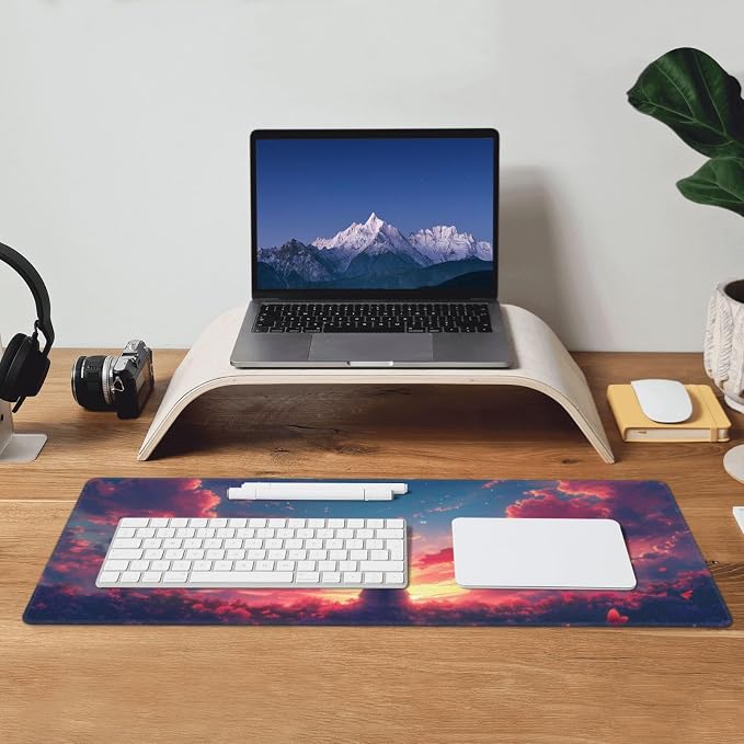 Gaming Mouse Pad Desk Pad,Extended Big Mouse Pad,31.5x11.8 Inch Long Computer Keyboard Mouse Mat Mousepad with 3mm Non-Slip Base and Stitched Edge for Gaming and Office… (Sunset Cat) - Image 8