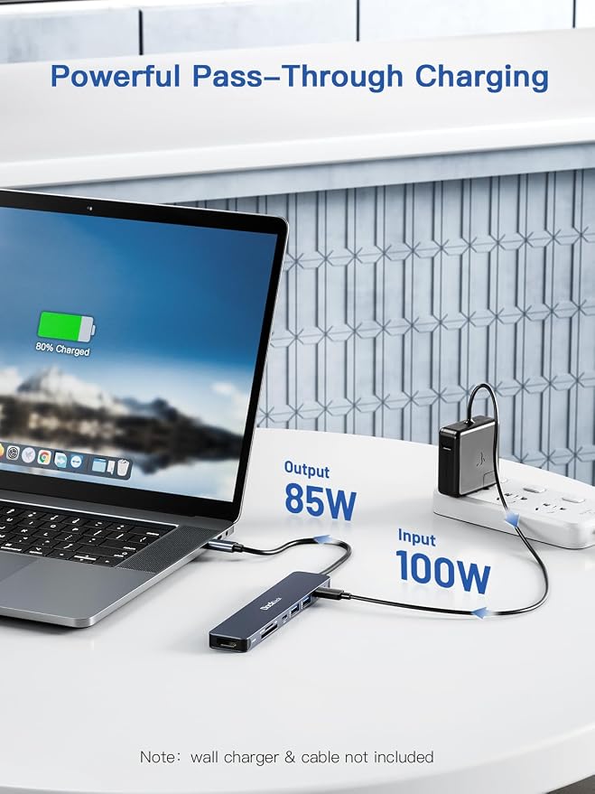 USB C Hub, dockteck 7 in 1 Multiport USB C Adapter with 4K HDMI, 100W PD, 5 Gbps USB-C, 2 USB-A Data Ports, SD/TF Card Reader for MacBook Pro/Air, iPad Pro, Surface Pro, Steam Deck, XPS, HP - Image 5
