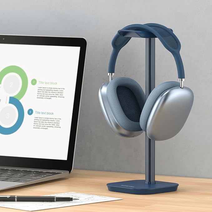 Headphone Stand, Desktop Headset Holder Heavy Base Desk Earphone Stand Aluminum Gaming Headset Hanger Rack for AirPods Max, AirPods, AirPods Pro, Sony, Beats, Bose, Razer and More(Blue) - Image 8