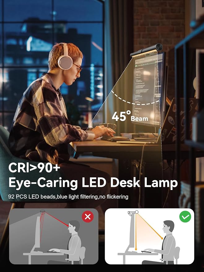 Fortunepro Monitor Light Bar, Monitor Light Backlight Desk Lamp with Remote - Image 2