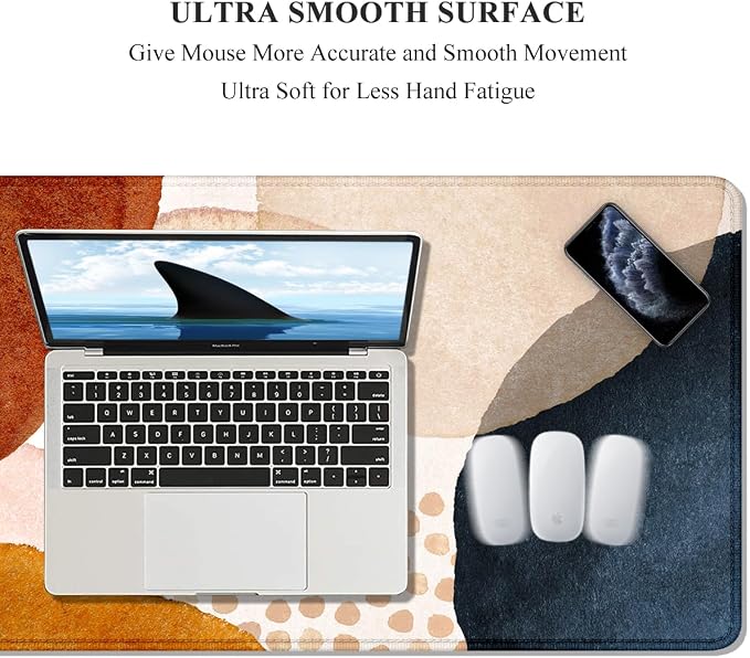 Auhoahsil Large Mouse Pad, XXL Desk Pad, Extened Mousepad 31.5" x 11.8", Non-Slip Rubber Base, Stitched Edges, Superior Surface, Gaming Keyboard Mat, Waterproof Desk Pad, Abstract Stone - Image 3