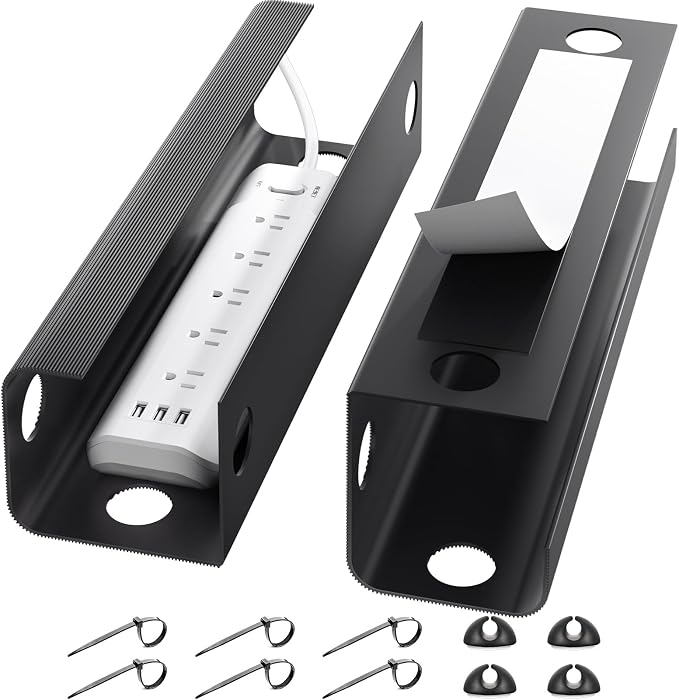 Yecaye 2 Pack Cable Management Under Desk, 31.5 in, Black by Yecaye