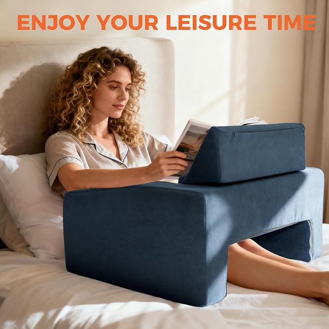 Reading Pillow for Gaming Lap Desk Pillow for Laptop with Pocket Foldable Memory Foam Bed Desk for Reading Working Crocheting Gaming Arm Rest on Bed/Sofa/Floor/Couch/Car (Dark Grey Foldable) - Image 7