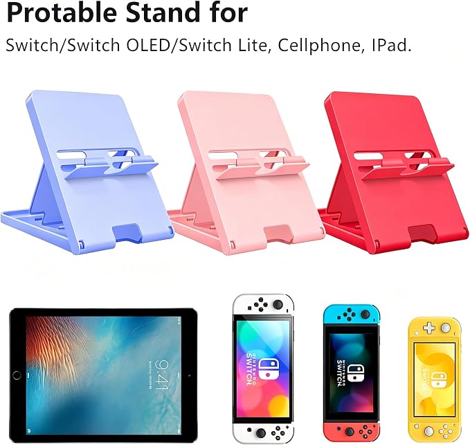 Stand Compatible with Nintendo Switch, Adjustable Switch Playstand, Foldable Phone Stand for Desk, Compact & Portable Switch Holder Accessories (Pink) - Image 2