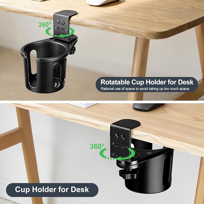 Desk Cup Holder Clamp, Rotatable Clip On Table Cup Holder - Image 5