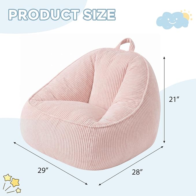 HUGHEAVEN Comfy Kids Bean Bag Chair, Soft Bean Bag Seat for Boys and Girls | Bean Bag Chair for Kids, Cozy Reading Chair & Stuffed Floor Sofa, Floor Chair for Gaming, Reading, Lounging & TV - Image 2