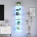 Qupui 6-Tier Wall Shelf with LED Remote, 57" Floating Storage, White by Qupui
