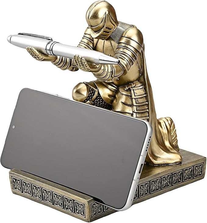 Windbreaker Soldier Knight Pen Holder Personalized Desk Accessory Bronze - Image 2