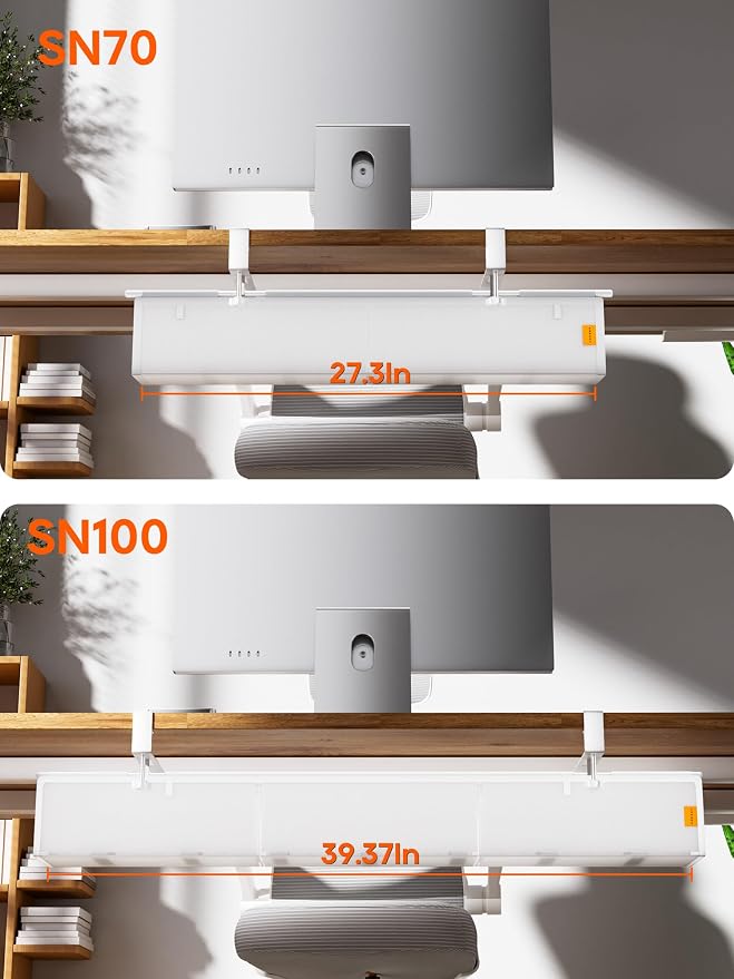 39" No Drill Under Desk Cable Management Tray (White) - Image 9