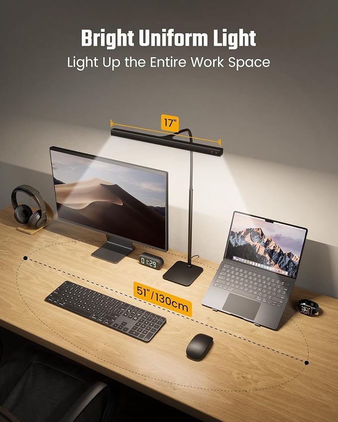 SUPERDANNY LED Desk Lamp for Home Office, Eye-Caring Desk Light with Base - Image 2