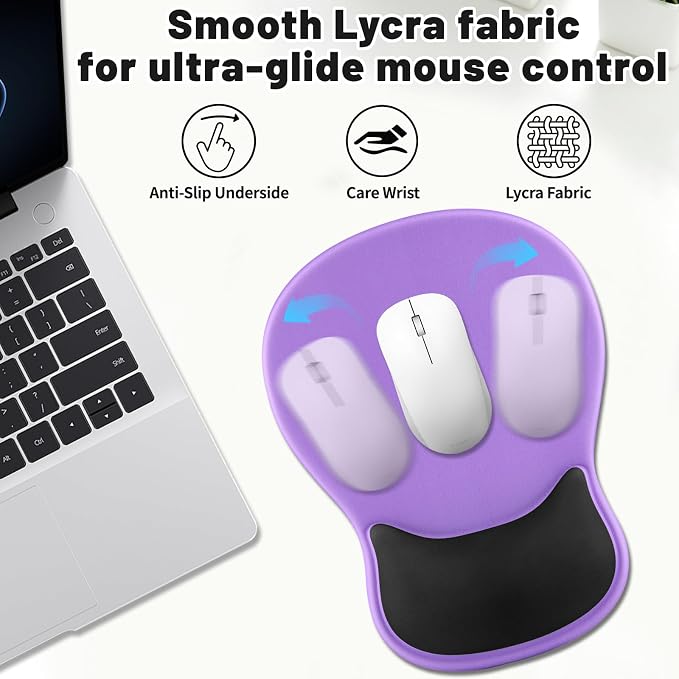 Ergonomic Mouse Pad with Wrist Rest - Gel Wrist Support Mousepad with Non-Slip PU Base for Computer, Laptop, Office & Home - Image 2