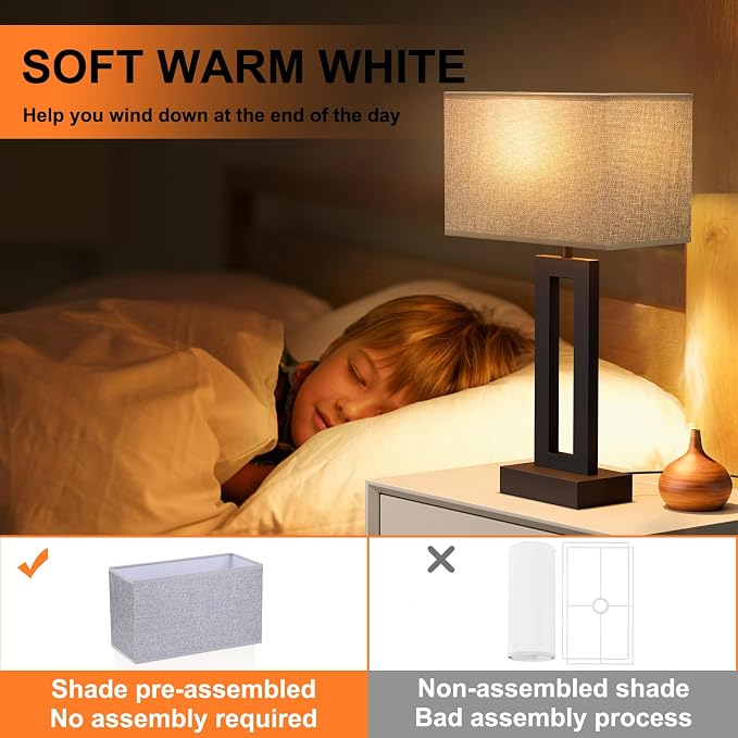 Seealle Nightstand Table Lamps for Bedrooms Set of 2 - Touch Bedside Lamp with USB C+A, 3 Way Dimmable Living Room End Tables 2, Modern Night Stand Bed Side Guest Room(Grey) B. Grey - Image 5