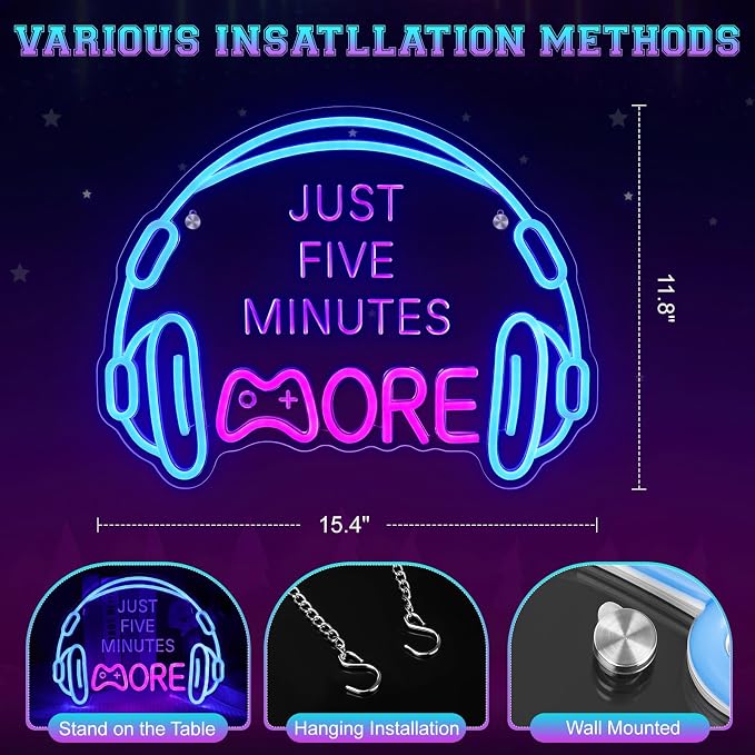 Gaming Neon Sign LED Headset Gamer Neon Light Headphone Lightup Game Signs - Image 6