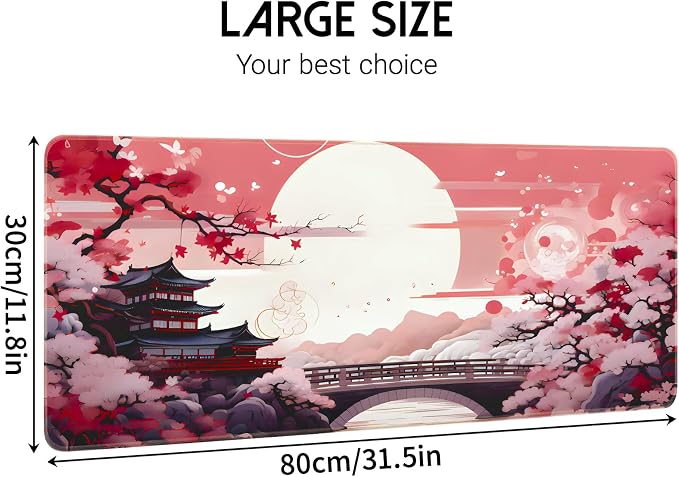 FreeNook Japanese Large Gaming Mouse Pad 31.5 x 11.8 in Computer Mouse Pad Anime Gaming Mousepad, Expanded Architecture Cute Desk Pad with Nop-Slip Suitable for Home Office - Image 2