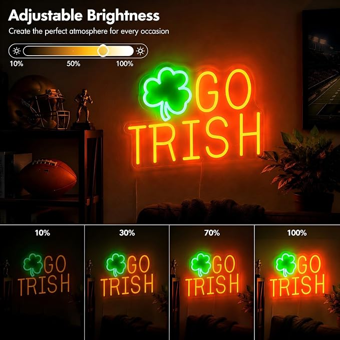 Shamrock Neon Sign Green Orange IRISH Neon Light for Wall Decor - Image 6