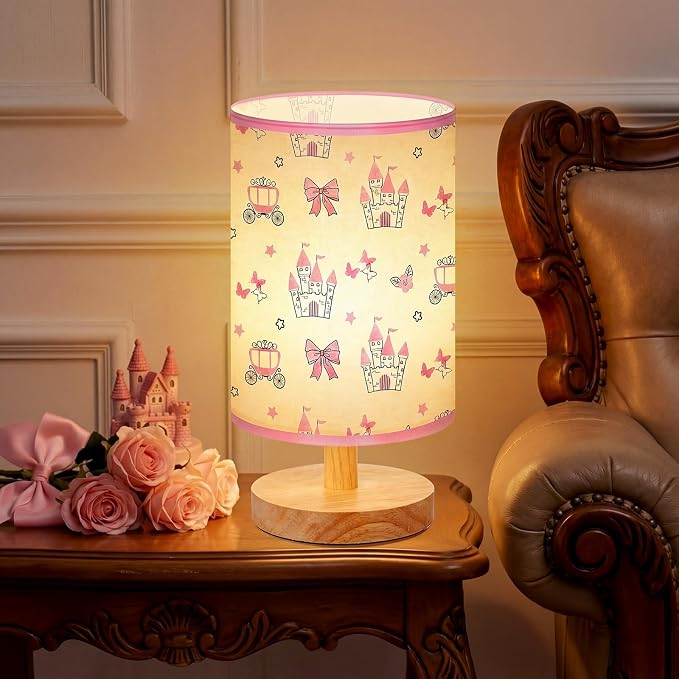 Glooglitter Pink Bow Table Lamp 3 Colors Dimmable Lights Princess Room Bedroom Decor 11.02 x 5.12 Inch Pink Castle Bow Night Light Bedside Bedroom Lamps Decoration for Desk Birthday Gifts - Image 5