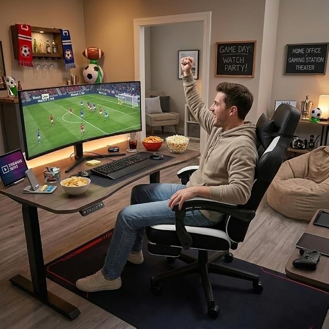 Big and Tall Gaming Chair for Adults, Heavy Duty Computer Chair with Footrest, Video Game Chair, Massage Lumbar Support, Wide Seat High Back Reclining Desk Chair, White - Image 9