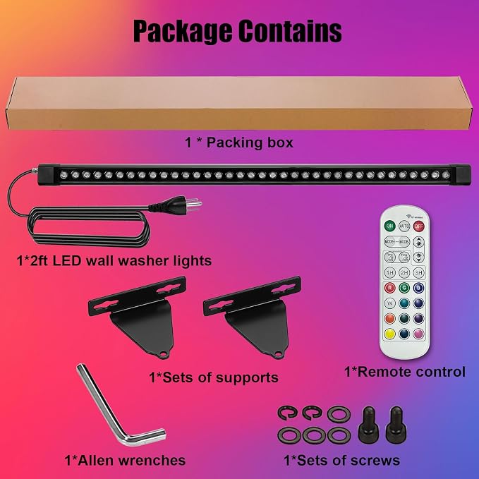 HNRLOY RGB Wall Washer Light Bar, 72W RGB Color Changing Landscape Wall Wash Lights, 47.2 Inch 120V Dimmable Stage RGB LED Light Bar for Hotel,Building,Christmas Garden Lighting - Image 8