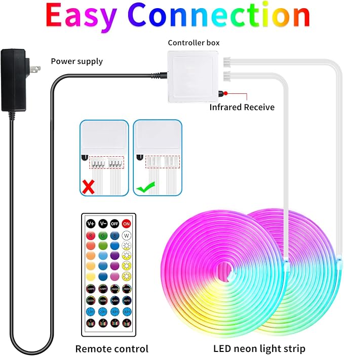 segrass LED neon Lights Strip 132FT,DC 24V RGB LED neon Light Strip APP Remote Controls Control Waterproof Flexible Neon LED Rope Lights for Bedroom,Playroom,Outdoors Decor（2 Rolls of 66ft） - Image 7