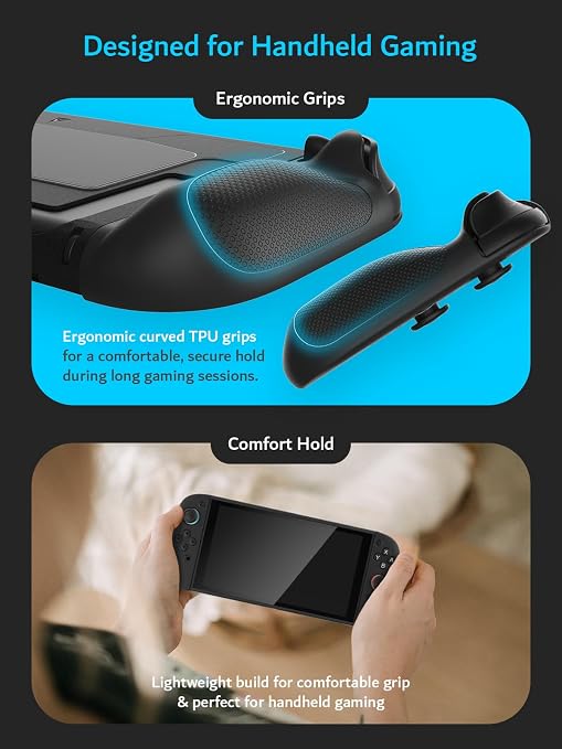 TUDIA Snap-On Case Compatible with Nintendo Switch 2 (2025) - [Kickstand Access] Dockable Slim Scratch-Resistant Console PC Cover with Enhanced Shockproof TPU Handheld Grip (Black, Black Back Cover) - Image 5
