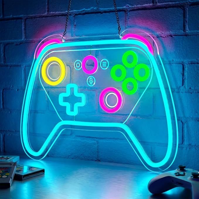 Gamer Neon Sign,Game Controller LED Sign for Gaming Room Decor,USB Powered Dimmable Neon Sign for Gamer Room,Game Neon Sign for Teen Boy Room Decor,Gaming Wall Decor,Gamer Gifts for Boys,Kids - Image 2