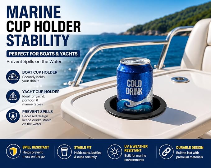 Cup Holder Insert 2pcs Black Sofa Cup Holder, 3.3 inch Plastic Drop in Beverage Drink Can Holder for Boat, Yacht, Couch, Cinema Sofa, Cars - Image 2