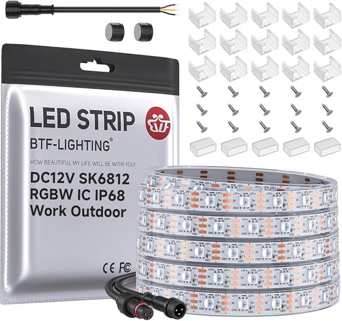 BTF-LIGHTING RGB+Cool White SK6812 LED Strip 16.4FT 300LED DC12V IP68 by BTF-LIGHTING