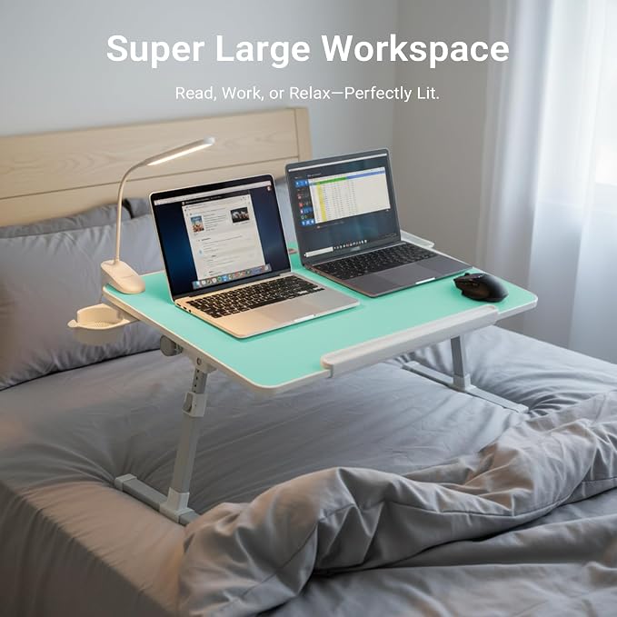 iXTRA Adjustable Laptop Lap Desk with Cooling Fan USB Light for Adults - Image 7