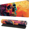 Gaming Mouse Pad Desk Pad,Extended Big Mouse Pad,31.5x11.8 Inch Long Computer Keyboard Mouse Mat Mousepad with 3mm Non-Slip Base and Stitched Edge for Gaming and Office… (Watercolor Skull) by Brecoy