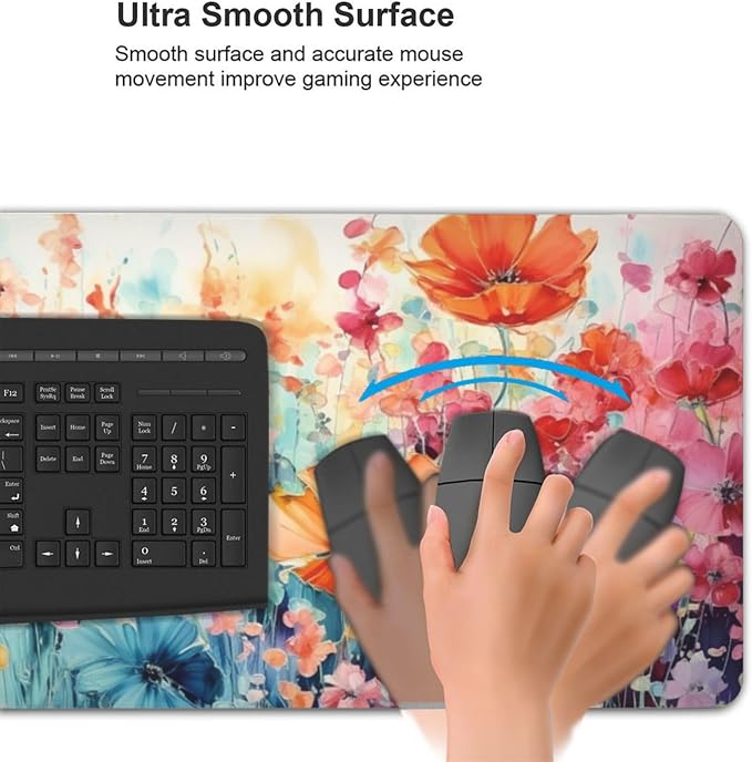 35.4 x 15.7 in, Waterproof XXL Large Mouse Pad for Desk, Extended Keyboard Mouse Mat for Computer Office, Big Laptop Mouse pad, Gaming Pc-Colorful Flowers - Image 5