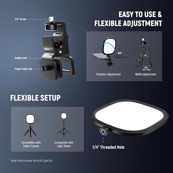 NEEWER Basics 5" 10W LED Streaming Light, Bi Color Edge Lit Clip on Full Screen USB Lamp Lighting CRI95 for Monitor Laptop Computer Webcam Desk Video Conference Zoom Call Recording, NL10 - Image 5